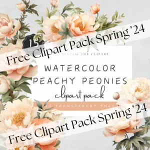 peachy peonies free clipart pack